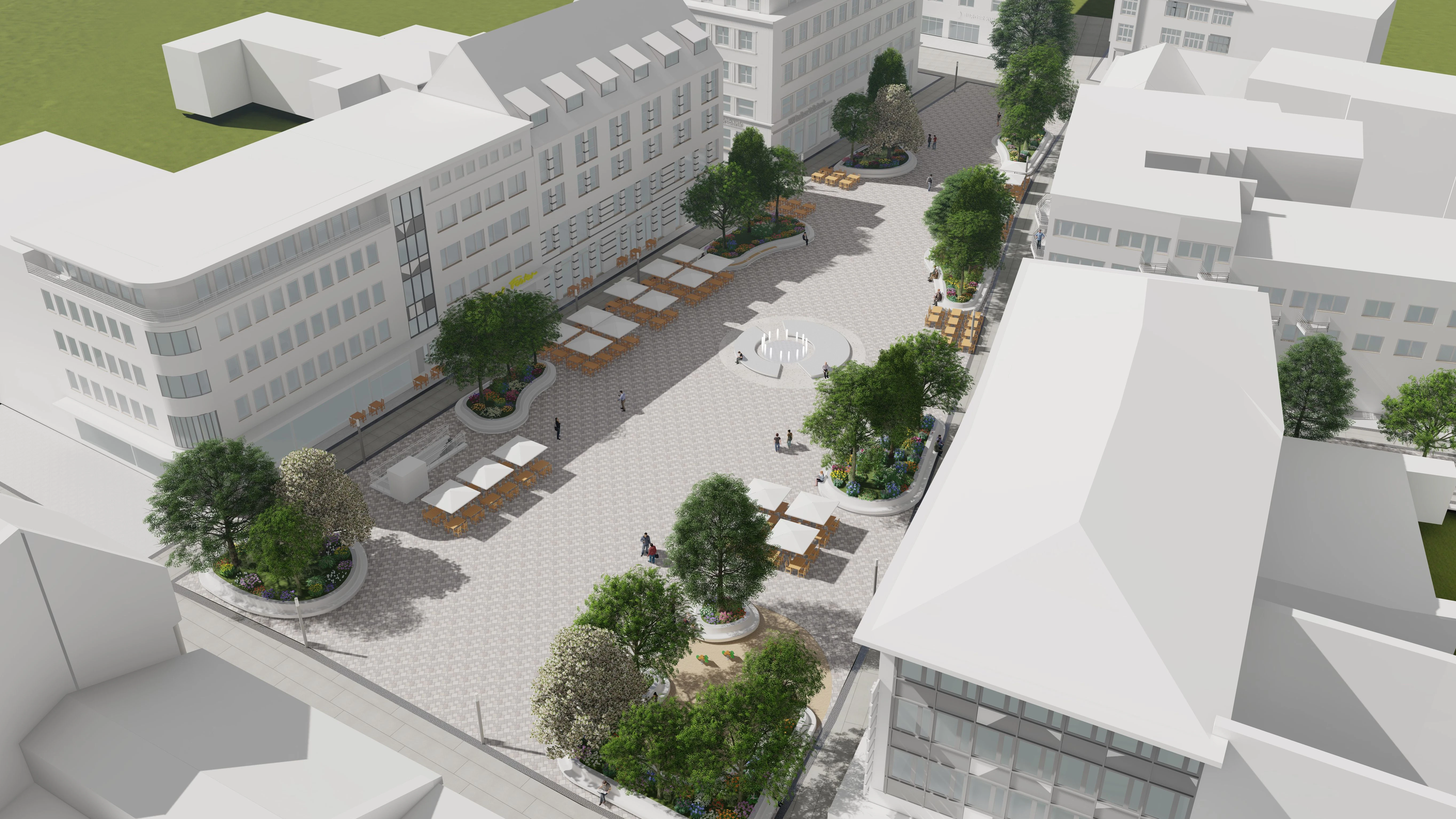 So soll der neue Marktplatz aus der Vogelperspektive aussehen.
