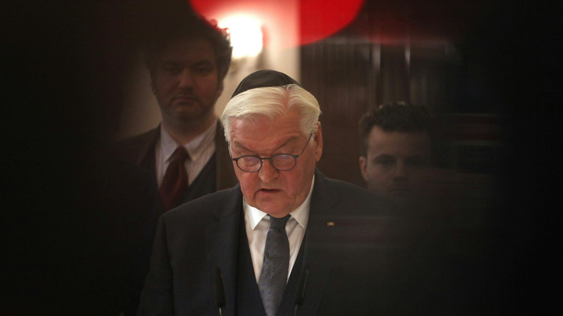 Bundespräsident Frank-Walter Steinmeier bei seinem Besuch in der Berliner Synagoge&nbsp;