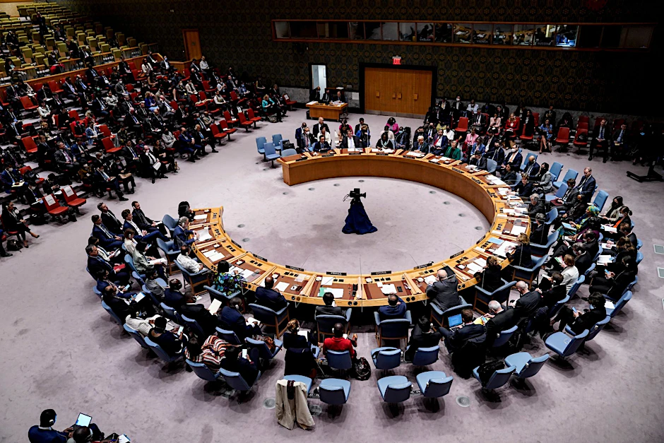 ARCHIV - Sitzung des Sicherheitsrats der Vereinten Nationen (Archivbild) - dort soll über zwei verschiedene Resolutionsentwürfe zur Lage im Nahen Osten abgestimmt werden.  