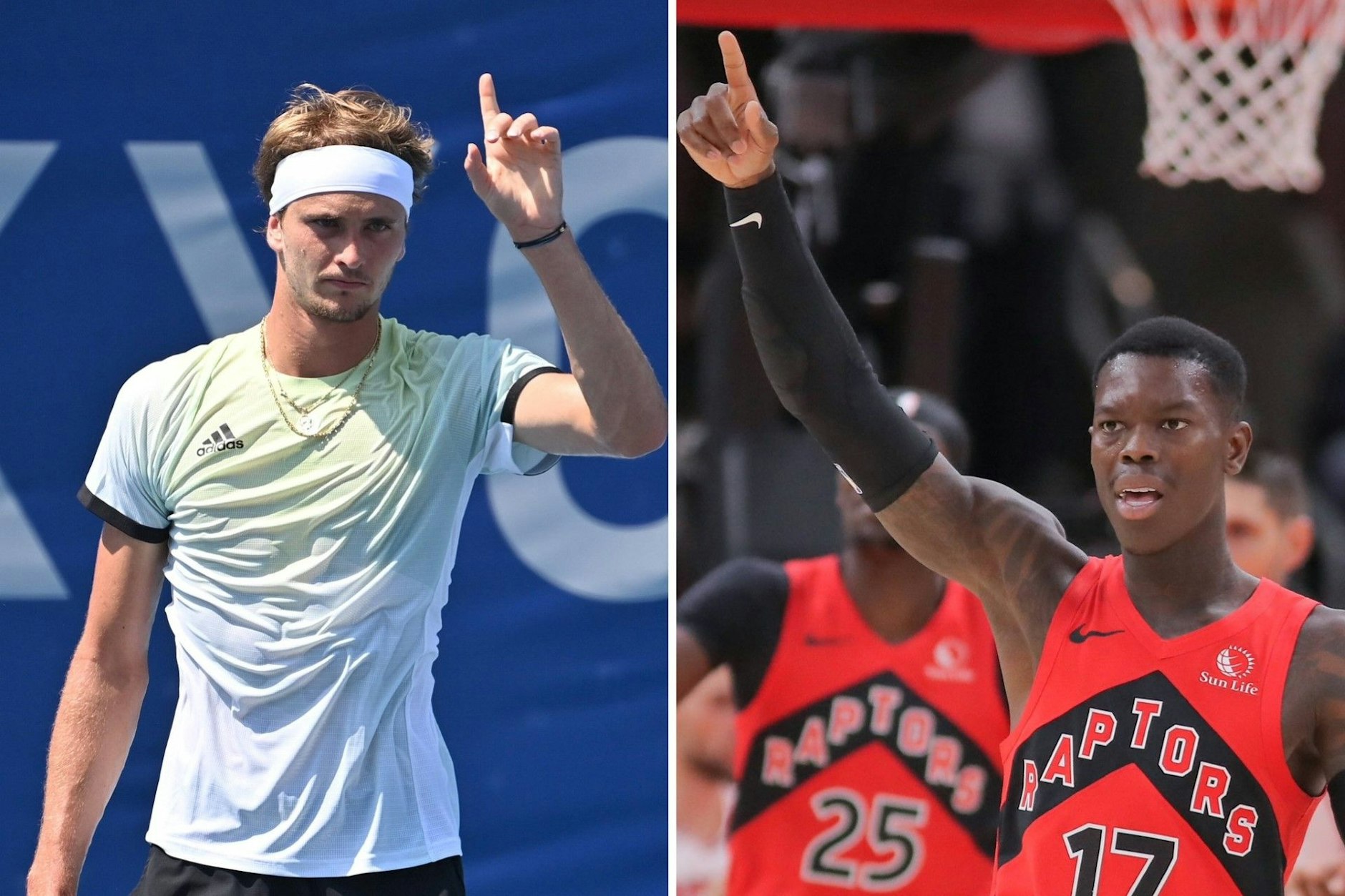 Träumen beide davon, bei Olympia in Paris die Fahne der deutschen Mannschaft zu tragen: Alexander Zverev und Dennis Schröder (r.). 