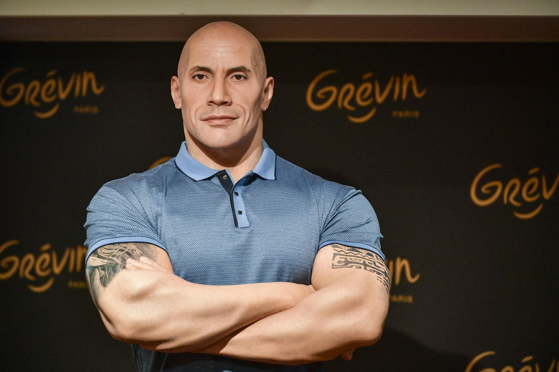 Dwayne Johnson in Wachs. Die neue Attraktion im Pariser Wachsfigurenkabinett sorgte für Spott. 