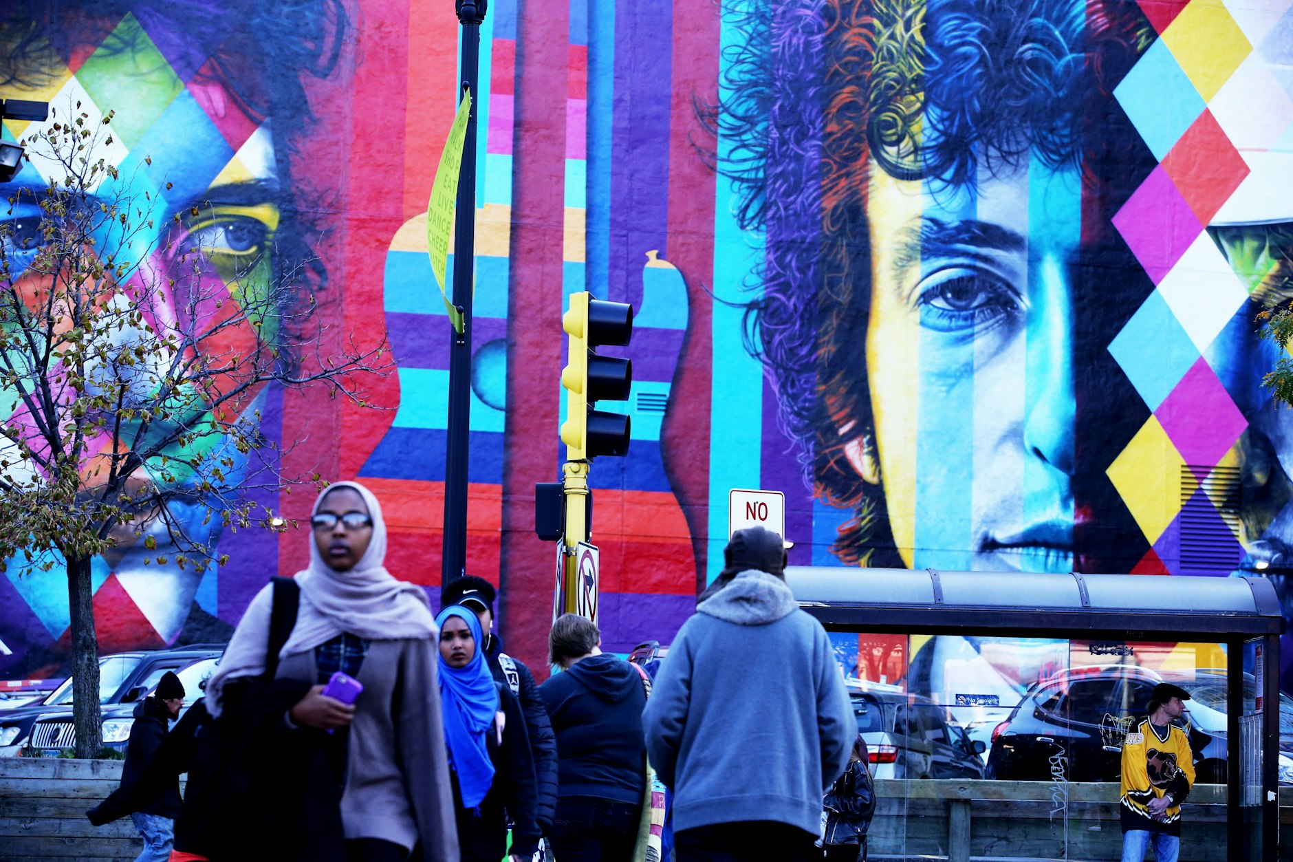 Bob Dylan an einer Hauswand in Minneapolis/Minnesota