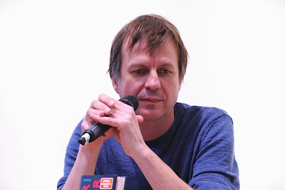 Bov Bjerg bei einer Lesung auf der Frankfurter Buchmesse.