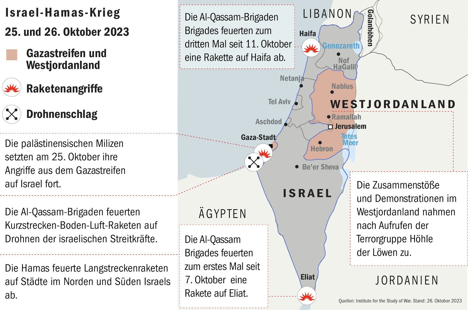 Quelle: Institute and the Institute for the Study of War (ISW). Stand: 26.Oktober 2023