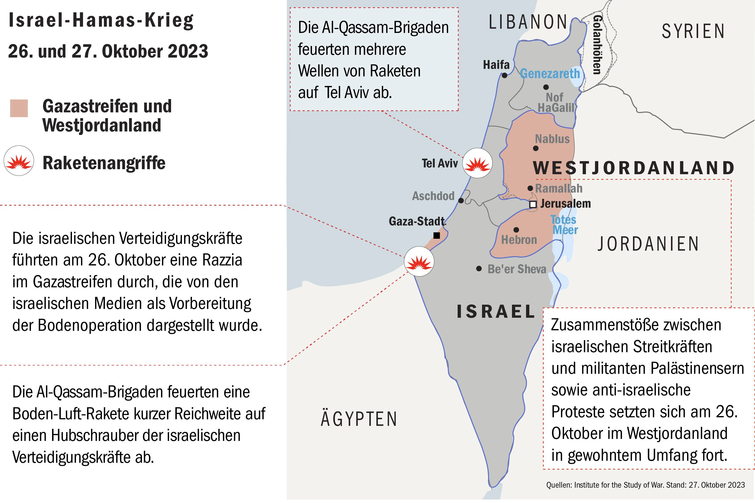 Quelle: Institute and the Institute for the Study of War (ISW). Stand: 27. Oktober 2023