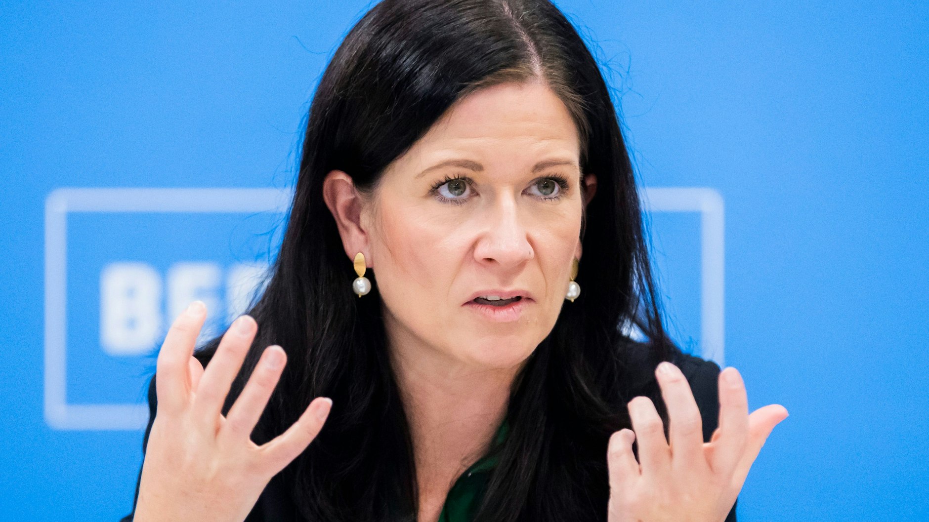 Katharina Günther-Wünsch (CDU) bei der Pressekonferenz zur Vorstellung des Konzepts „Kita-Chancenjahr“.