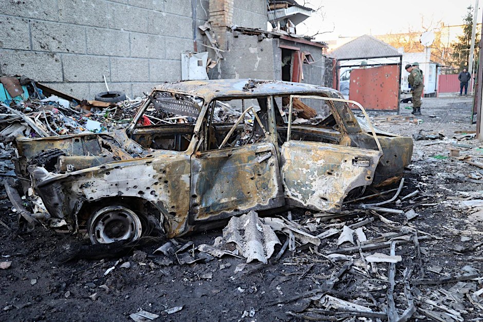 Schäden in Wolnowacha. In der russisch besetzten Stadt wurden neun Zivilisten getötet.