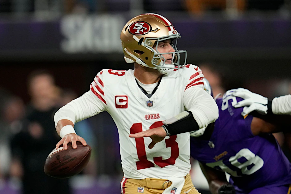 49ers-Quarterback Brock Purdy hatte gegen die Minnesota Vikings nicht seinen besten Tag.  