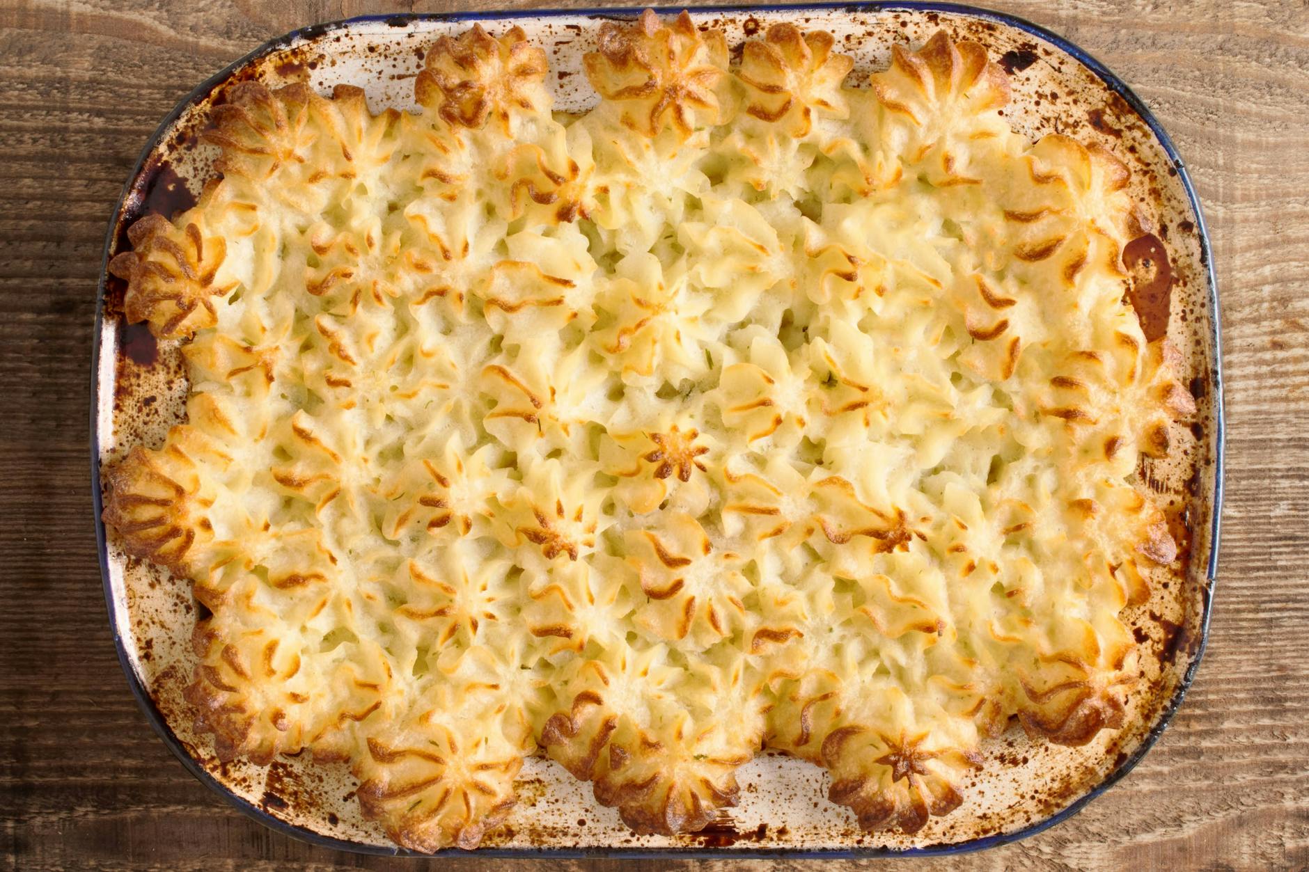 Ein Shepherd's Pie - also eine Hackfleischmischung mit Kartoffelbrei und Käse überbacken - hat eine leckere dunkle Kruste. 