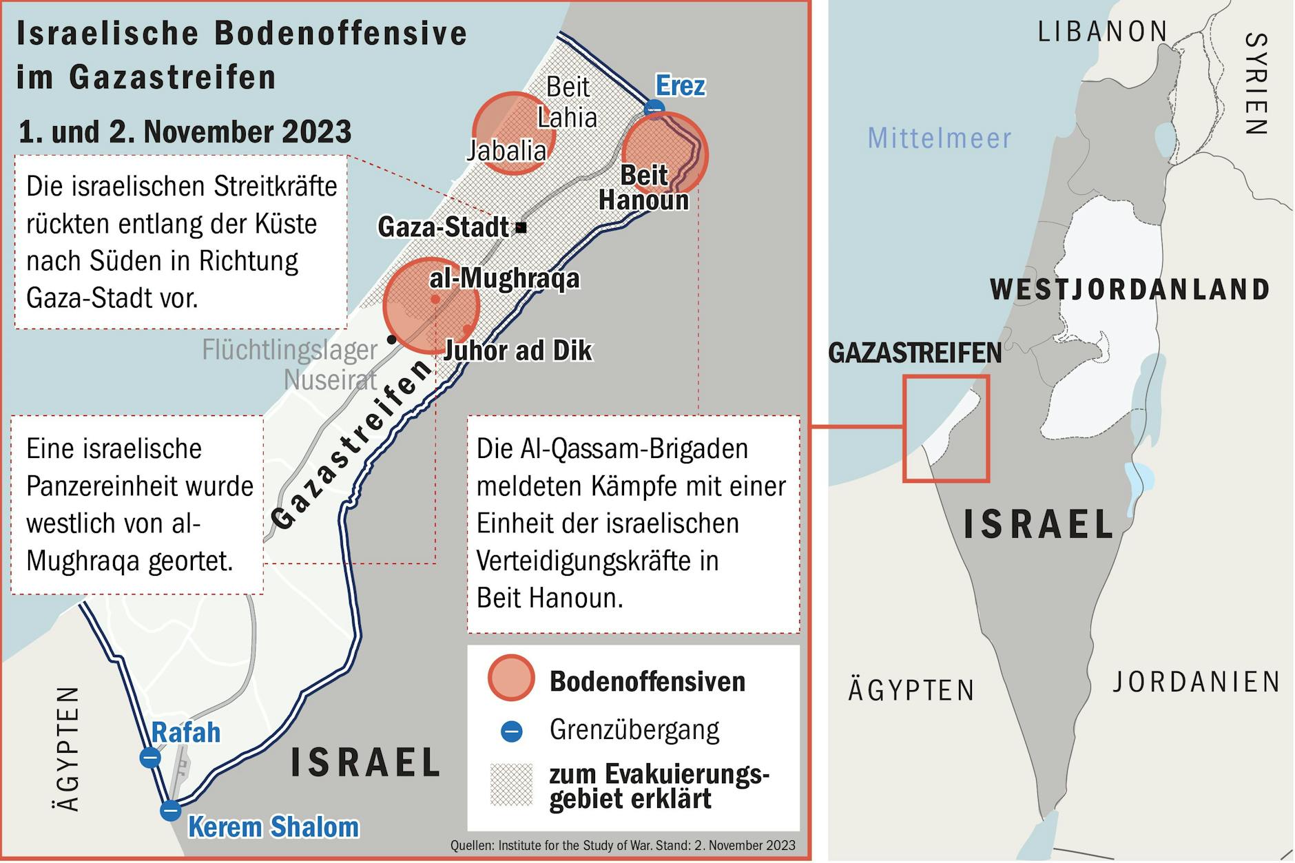 Quelle: Institute for the Study of War (ISW). Stand: 2. November 2023.