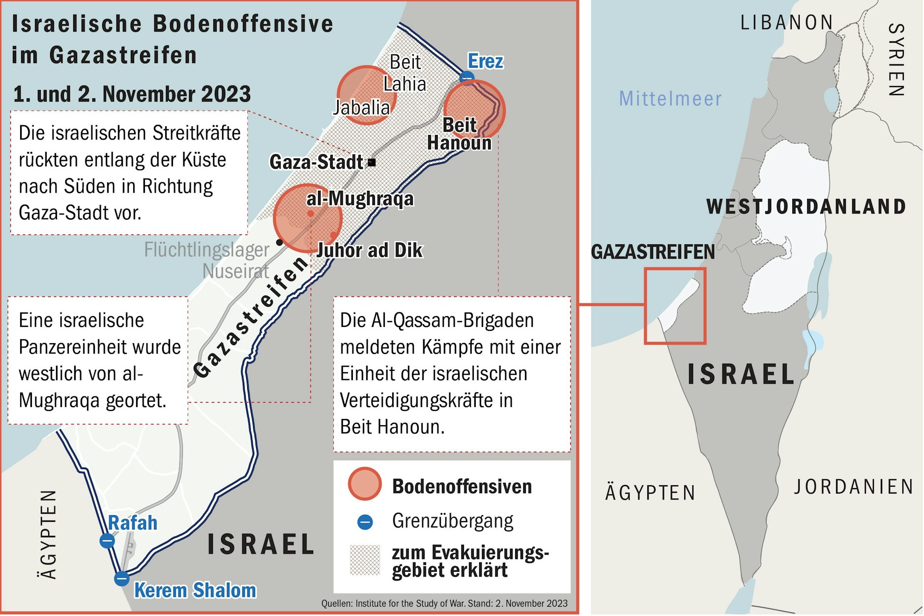 Quelle: Institute for the Study of War (ISW). Stand: 2. November 2023.