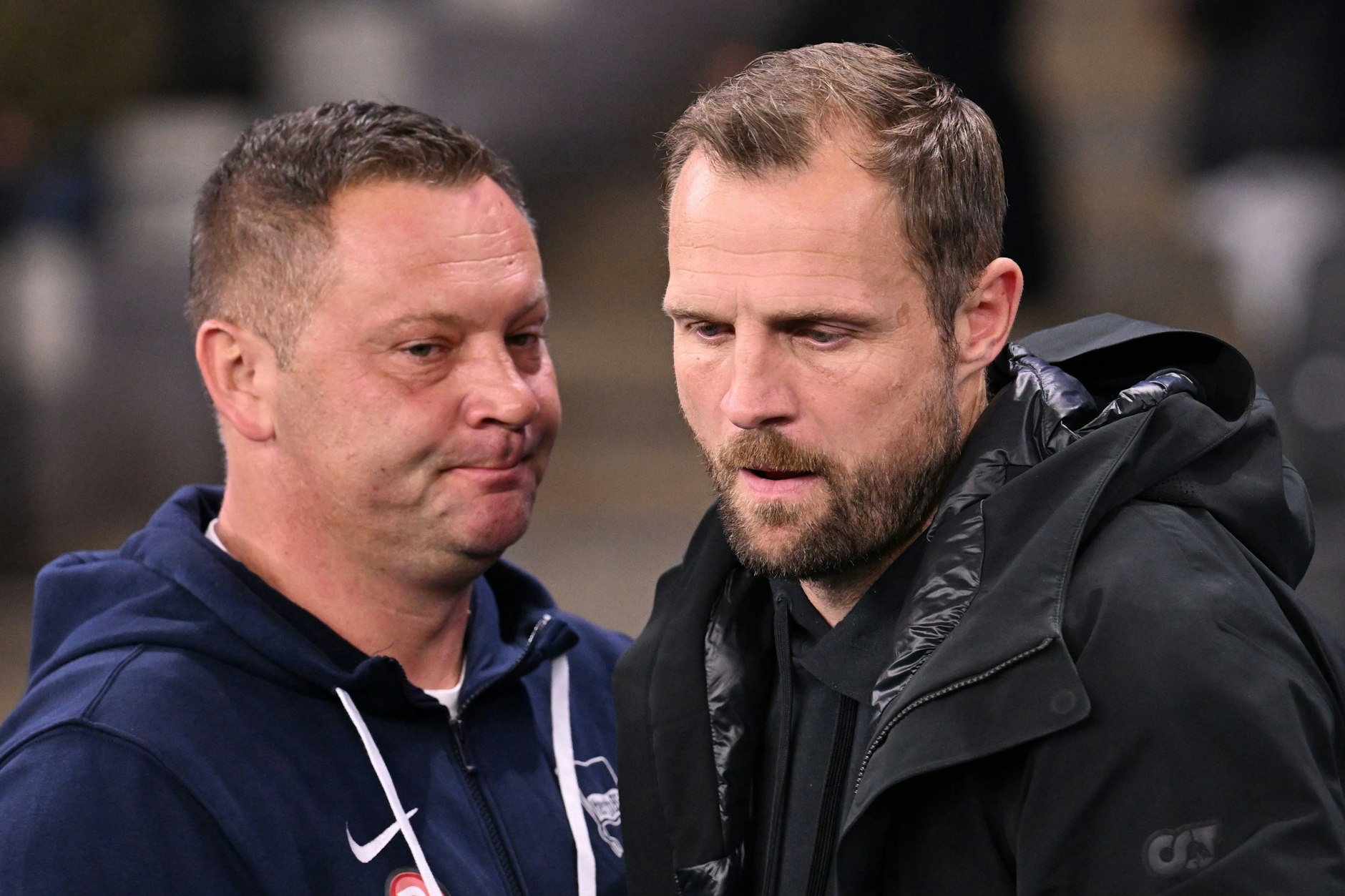 Herthas Trainer Pal Dardai (l.) und Trainer Bo Svensson von Mainz.