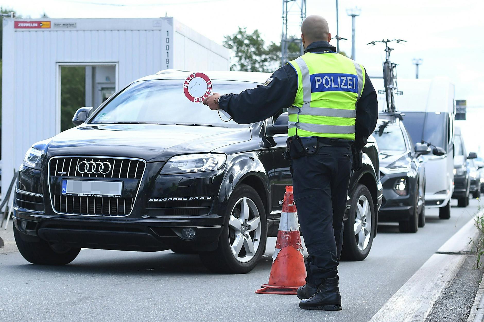 Eine Grenzkontrolle in Deutschland.