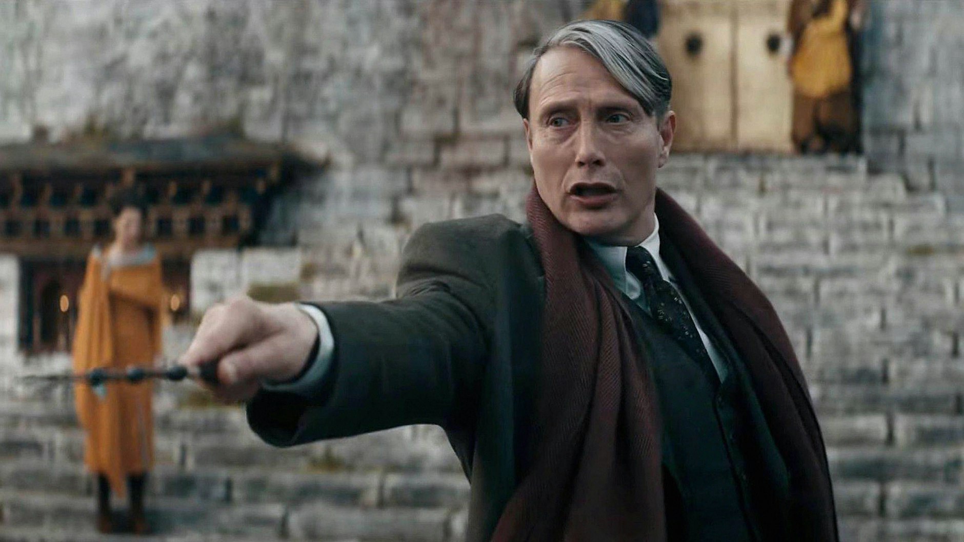 Mads Mikkelsen als Grindelwald in „Phantastische Tierwesen: Dumbledores Geheimnisse“.