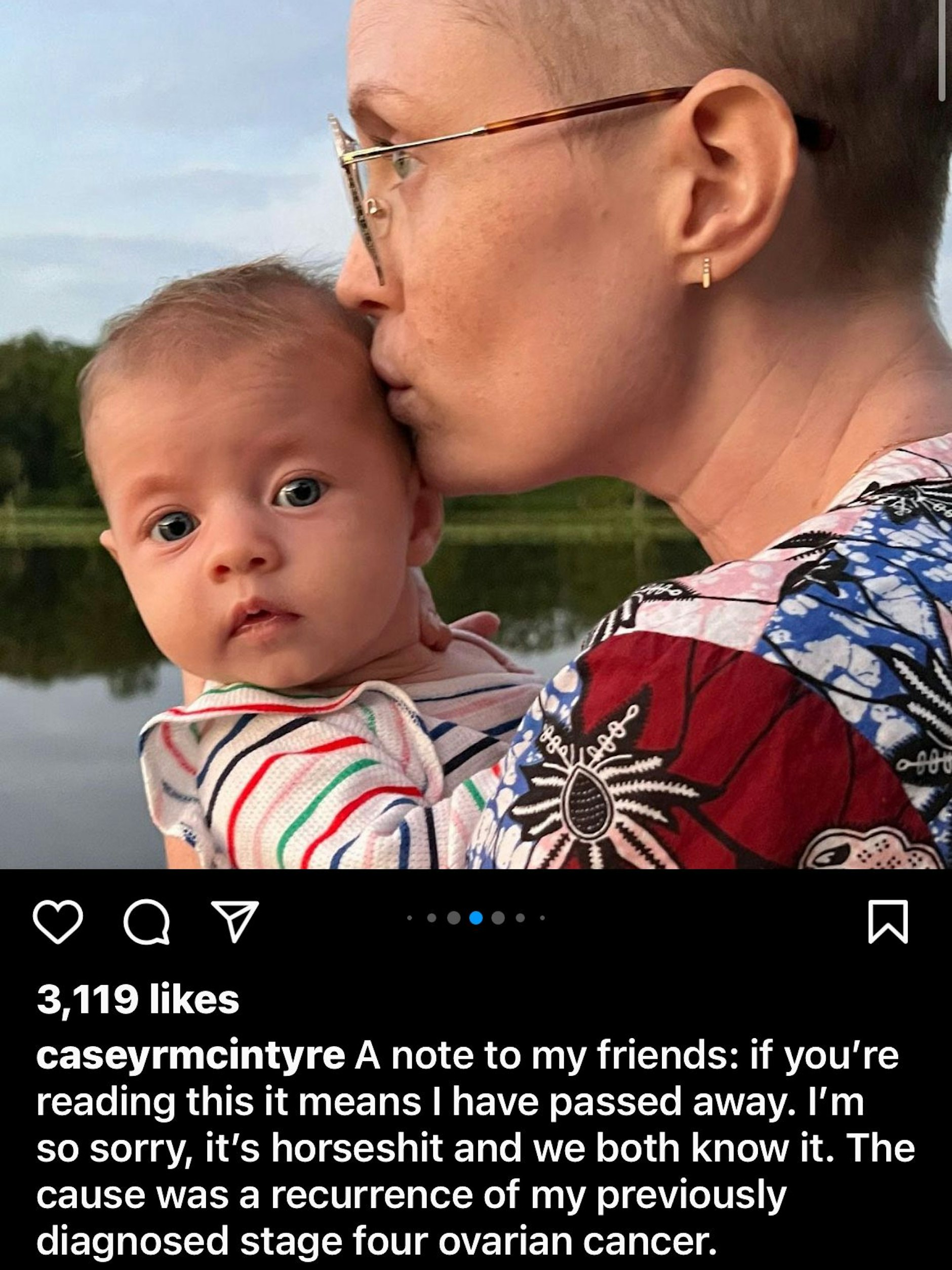 Die&nbsp; letzte Nachricht von Casey, zusammen mit einer Reihe von Fotos.