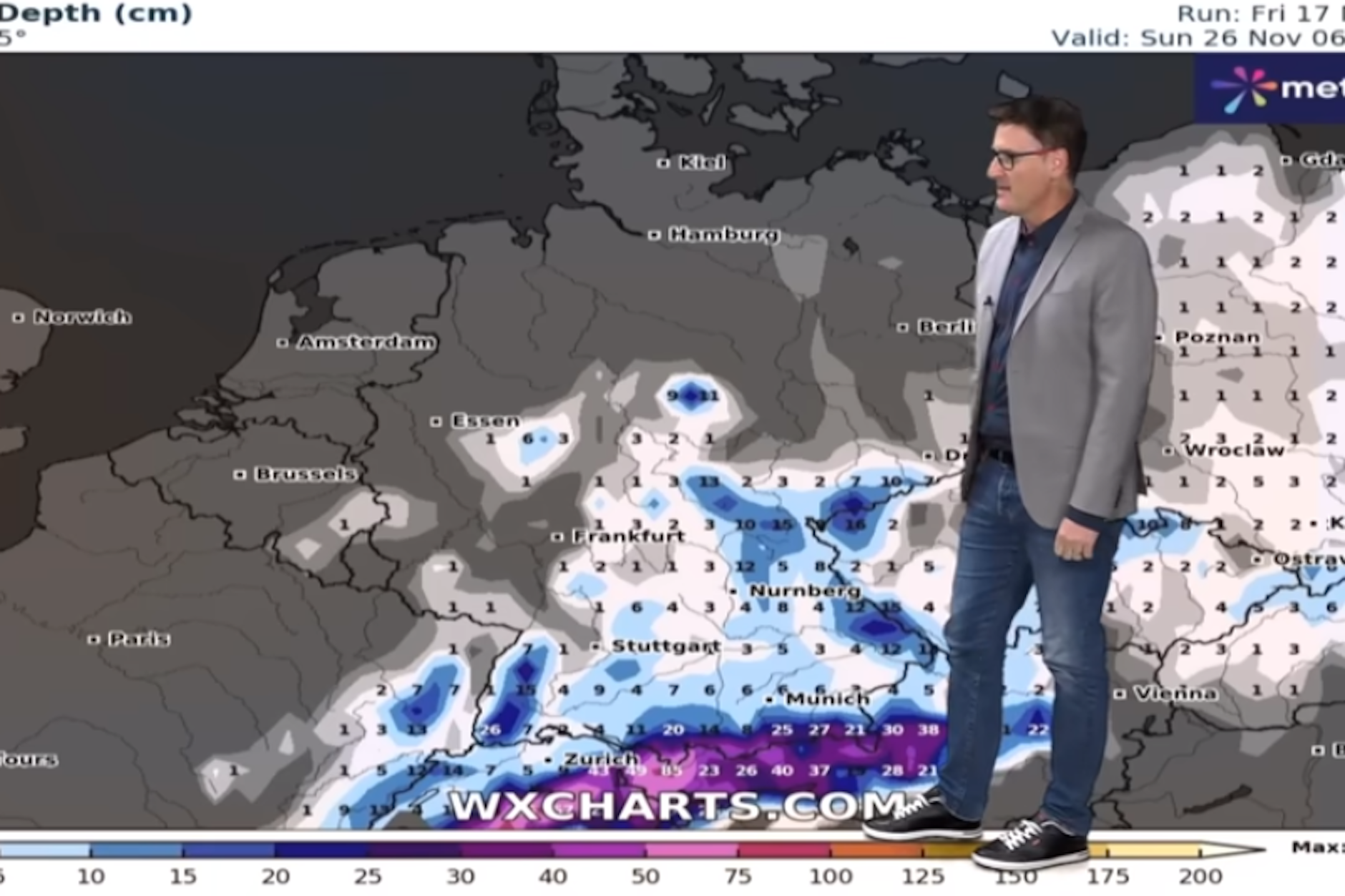 Das Wetter wird frostig, mit Neuschnee am Sonntag – zumindest laut einer Wetterkarte, die Experte Dominik Jung präsentiert.