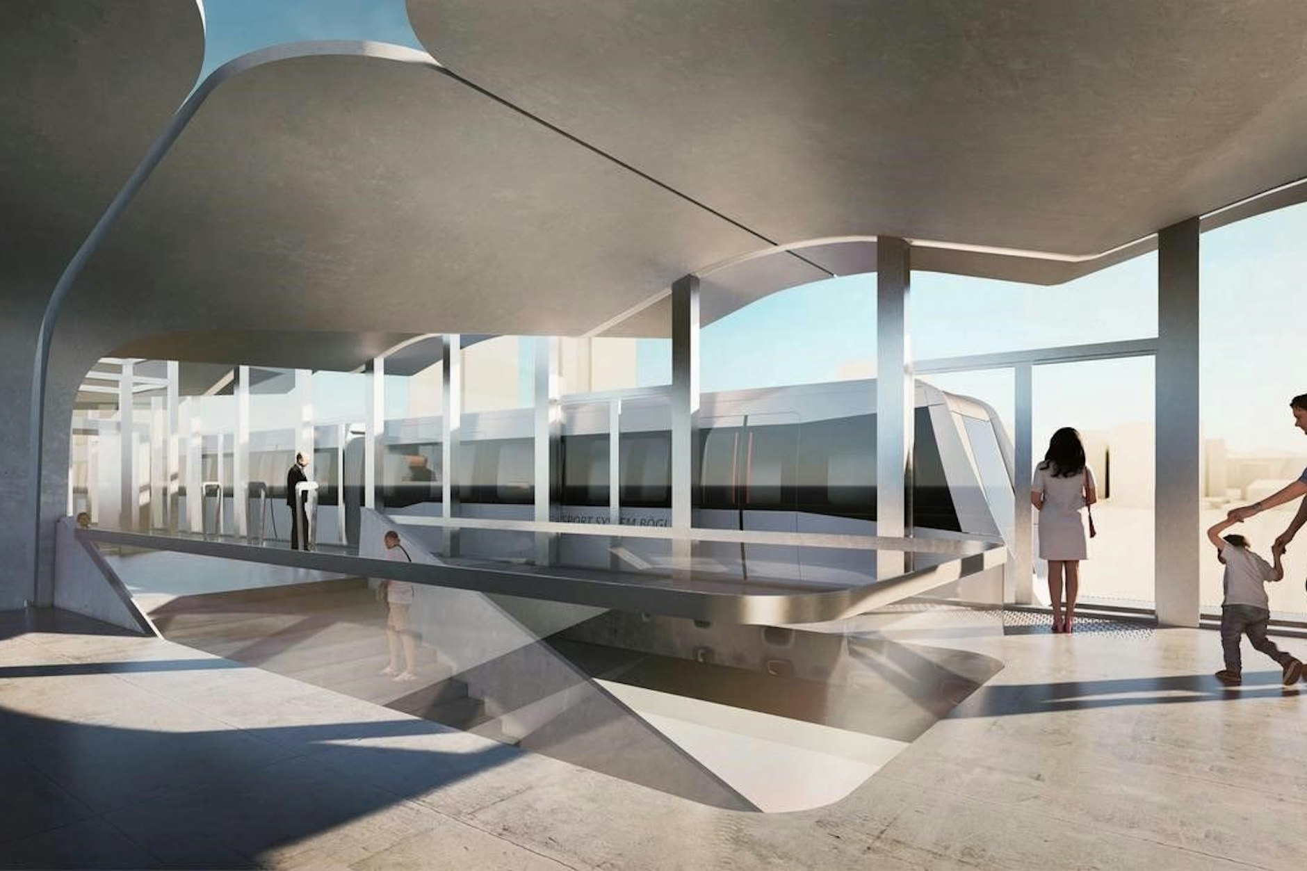 Einsteigen bitte! So könnte eine Station für die geplante Magnetschwebebahn in Berlin aussehen.