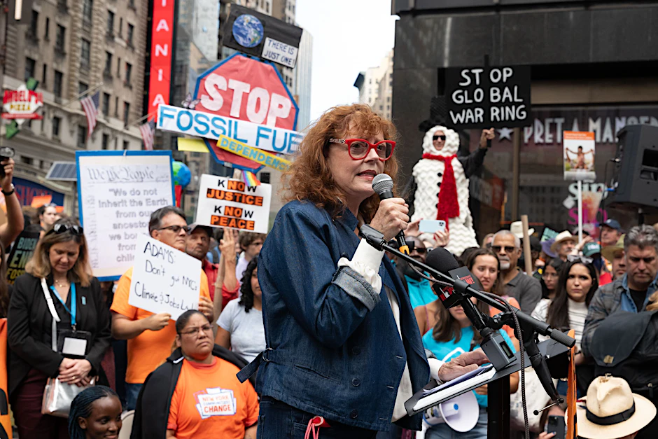 Die Schauspielerin Susan Sarandon, hier in New York im Kampf gegen die globale Erderwärmung.