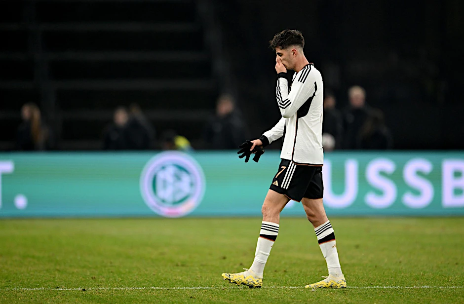 Kai Havertz spielte in der Nationalmannschaft auf der linken Abwehrseite.  