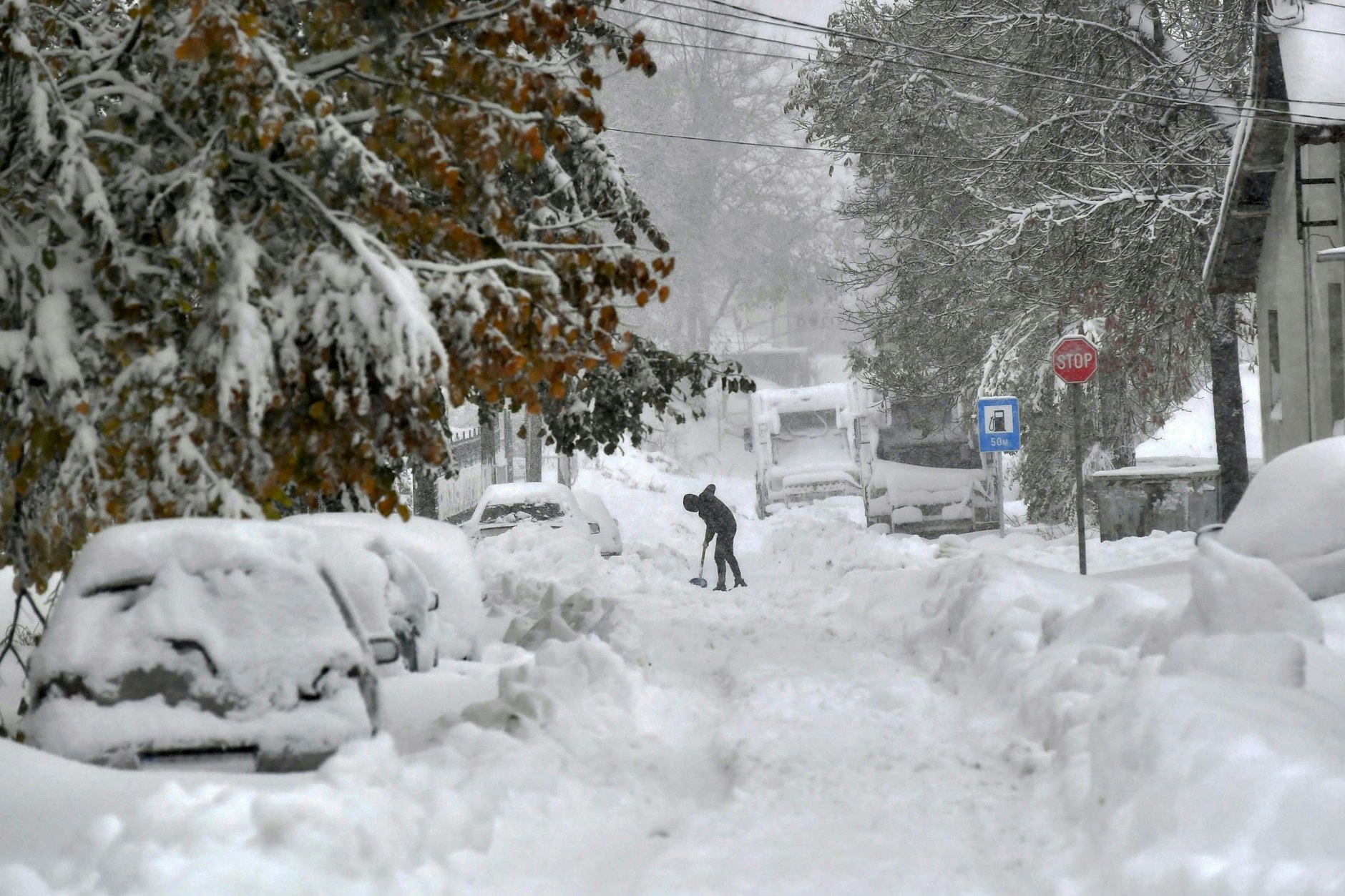 Bei Schneechaos mit starken Winden mussten am Wochenende in Bulgarien mehr als 1000 Orte ohne Strom auskommen.
