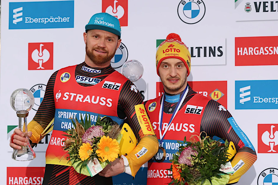 ARCHIV - Die Rodler Toni Eggert und Sascha Benecken gewannen zusammen elf WM-Titel, olympisches Silber in Peking (2022) und Bronze in Pyeongchang (2018).  