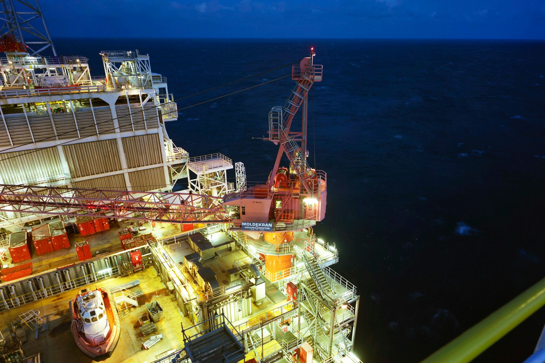 Auf Troll A, der größten Gasförderplattform und gleichzeitig größten Bohrinsel der Welt, in der norwegischen Wirtschaftszone der Nordsee.