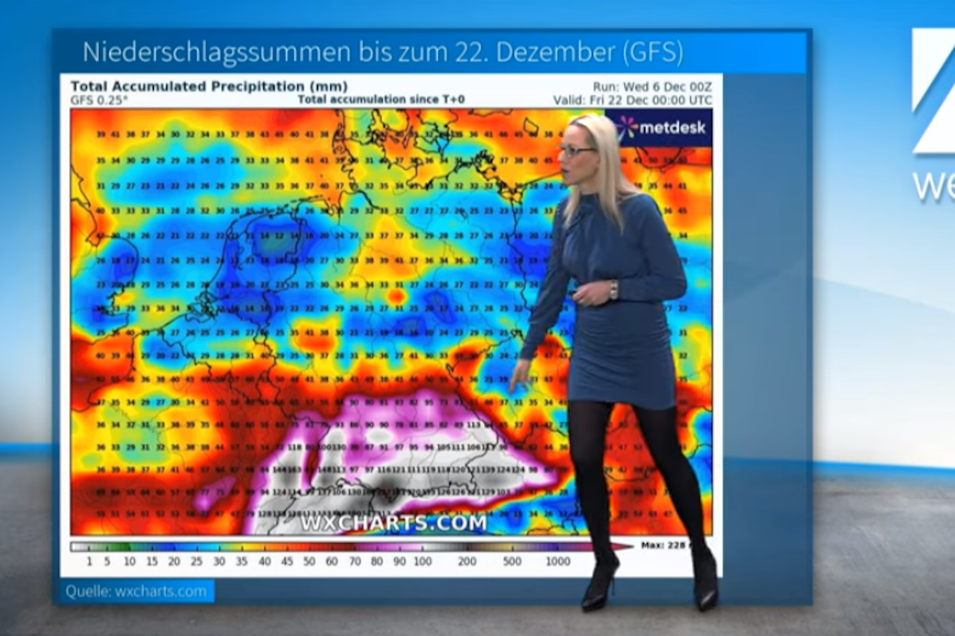 Was für ein Ekel-Wetter: Es wird nass, Hochwasser droht, laut Wetter-Expertin Kathy Schrey.