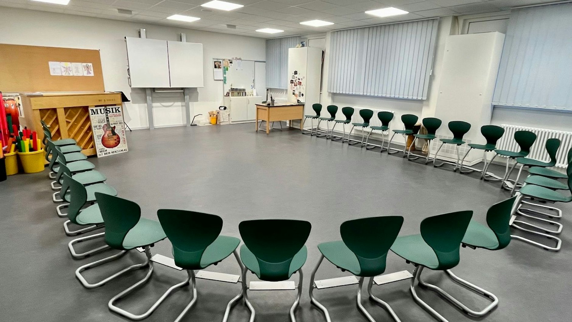 Musikraum in der Ausweichschule in Pankow
