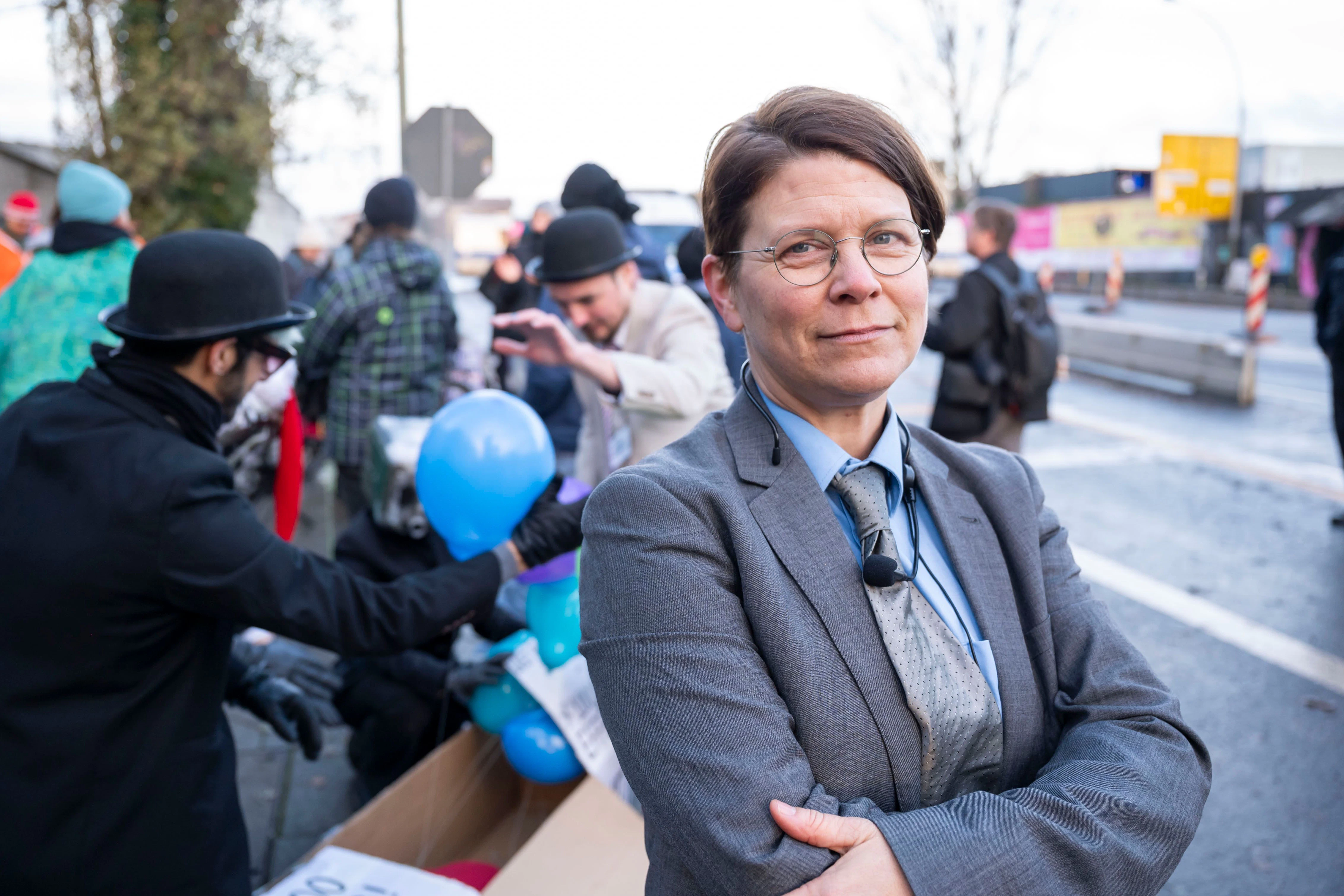 Manon Gerhardt protestiert gegen die Carbon-Management-Strategie.