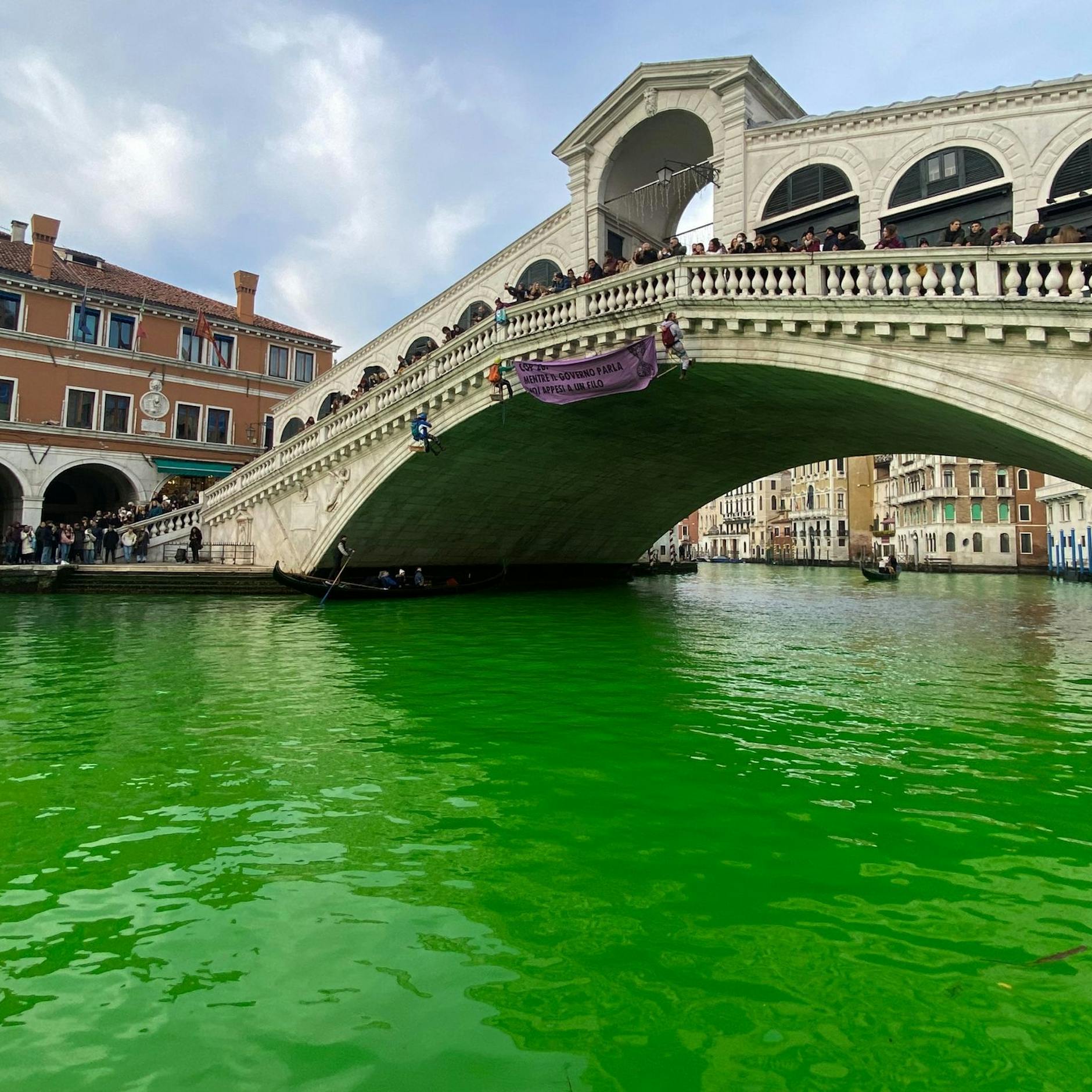 Image - Klimaaktivisten färben Canal Grande in Venedig grün