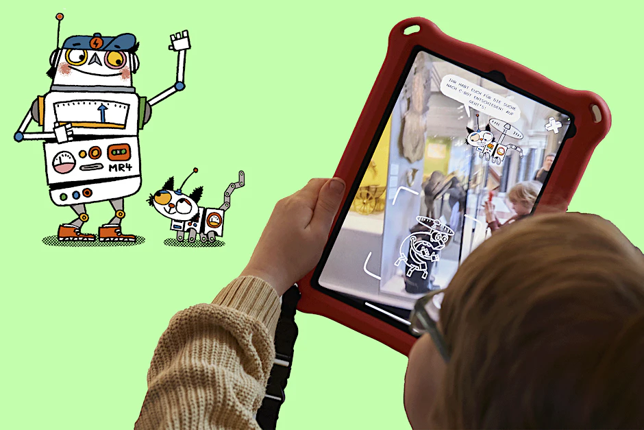 Das Tablet lässt das Kommunikationsmuseum lebendig werden – ein tolles Kinderabenteuer.