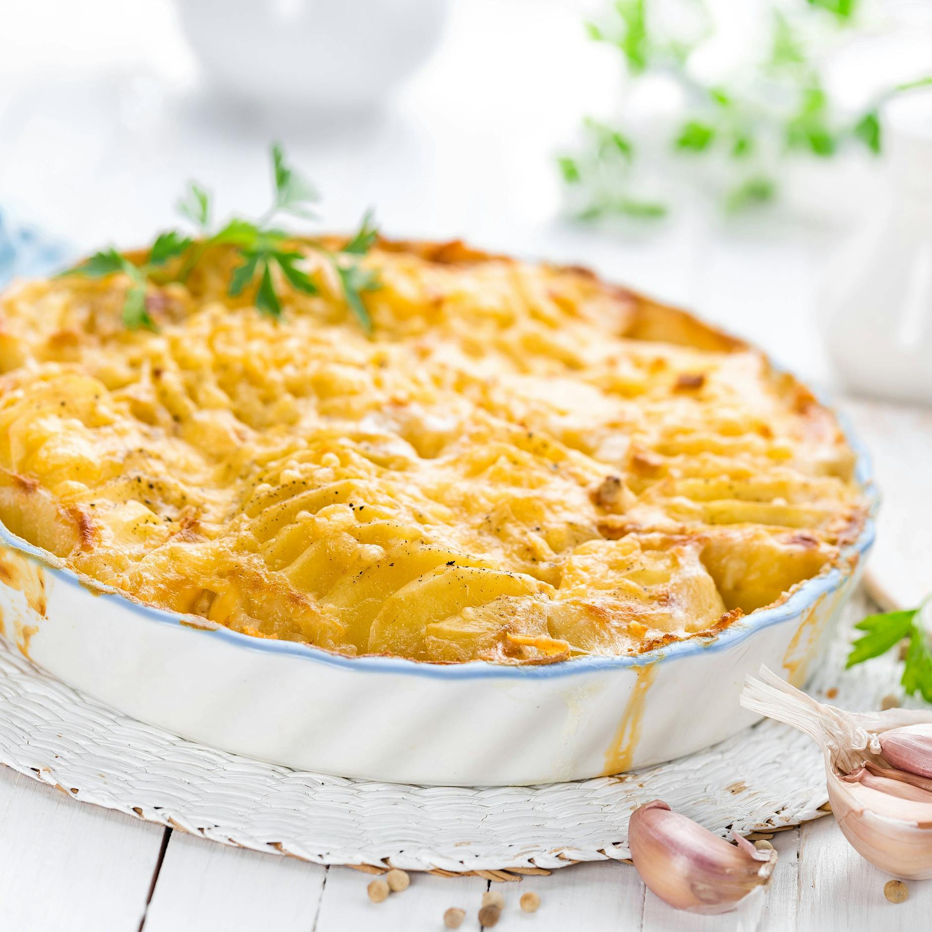 Schnelles Rezept für Kartoffelgratin, die fein-sahnige Kartoffelbeilage