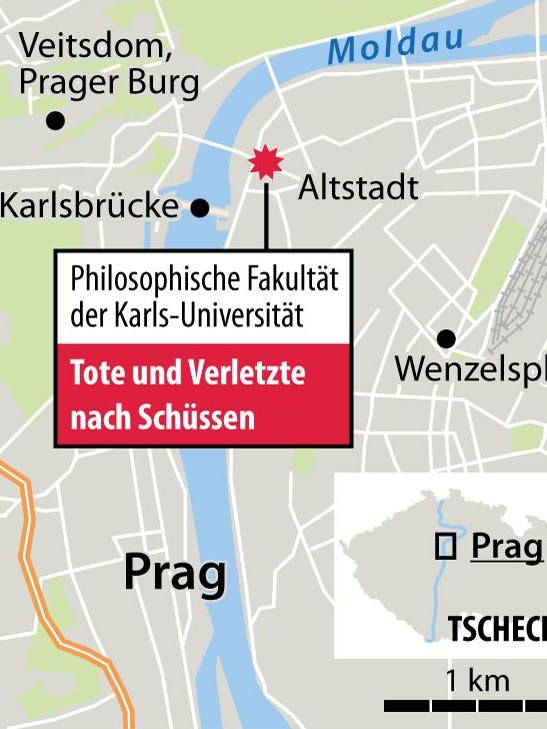 Der Tatort liegt mitten in der Prager Innenstadt.
