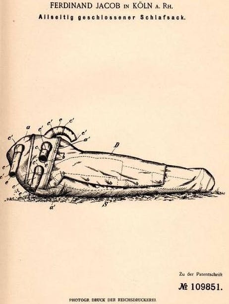 Vor 125 Jahren meldete Ferdinand Jacob das erste deutsche Patent für einen allseitig geschlossenen Schlafsack an.