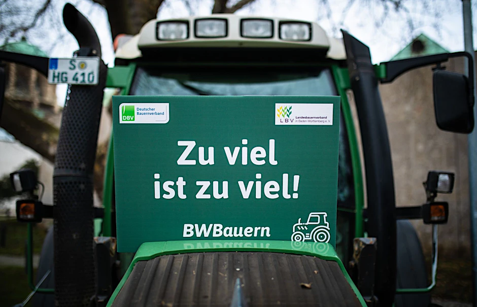 Mahnwache vom Landesbauernverband  Baden-Württemberg in Stuttgart.  
