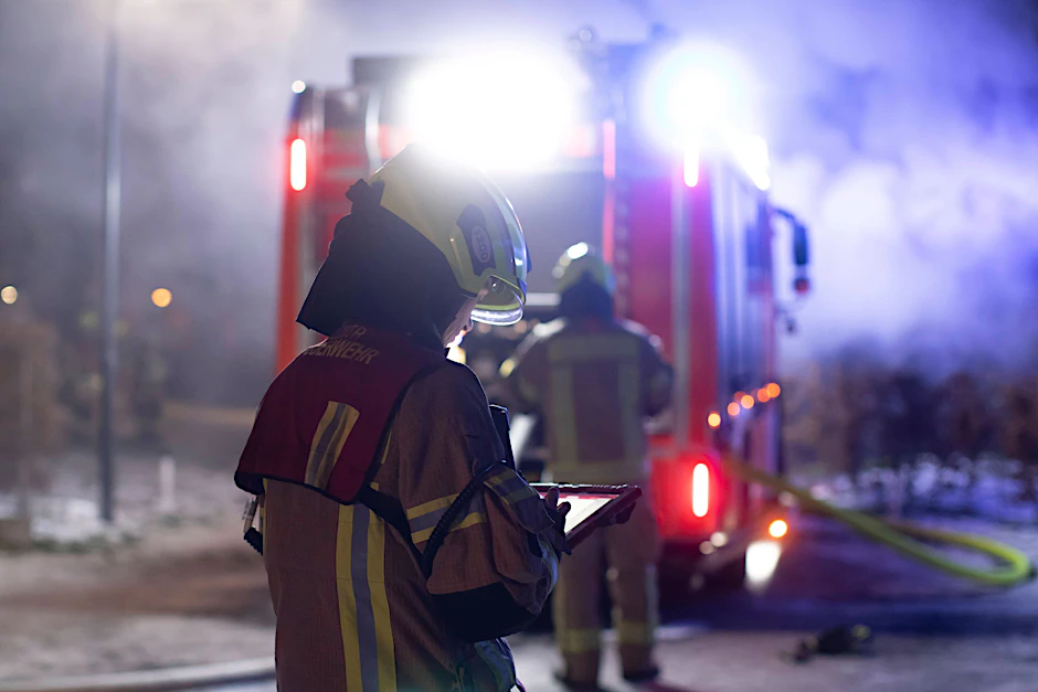 Ein Feuerwehreinsatz in Berlin am Abend.