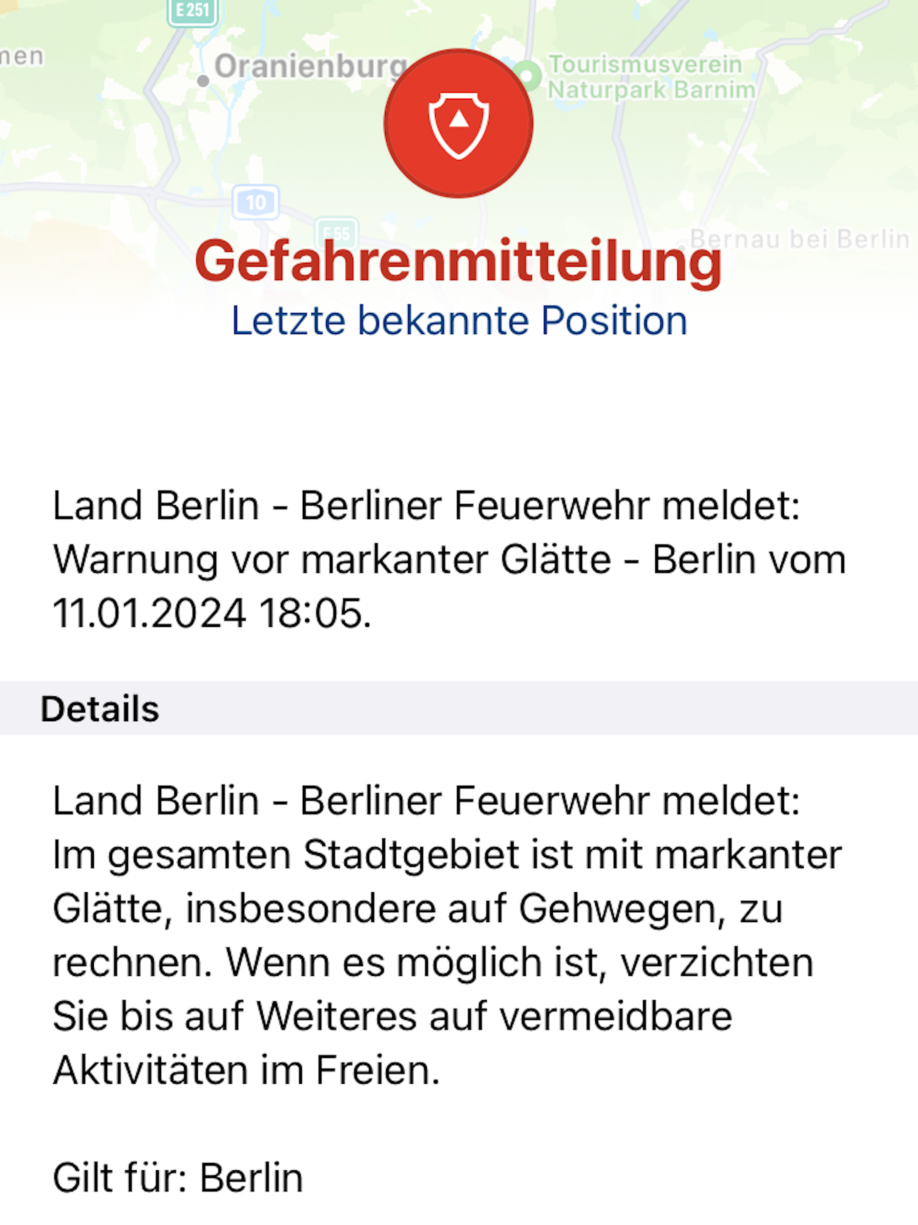 Die Warnung der staatlichen Katwarn-App