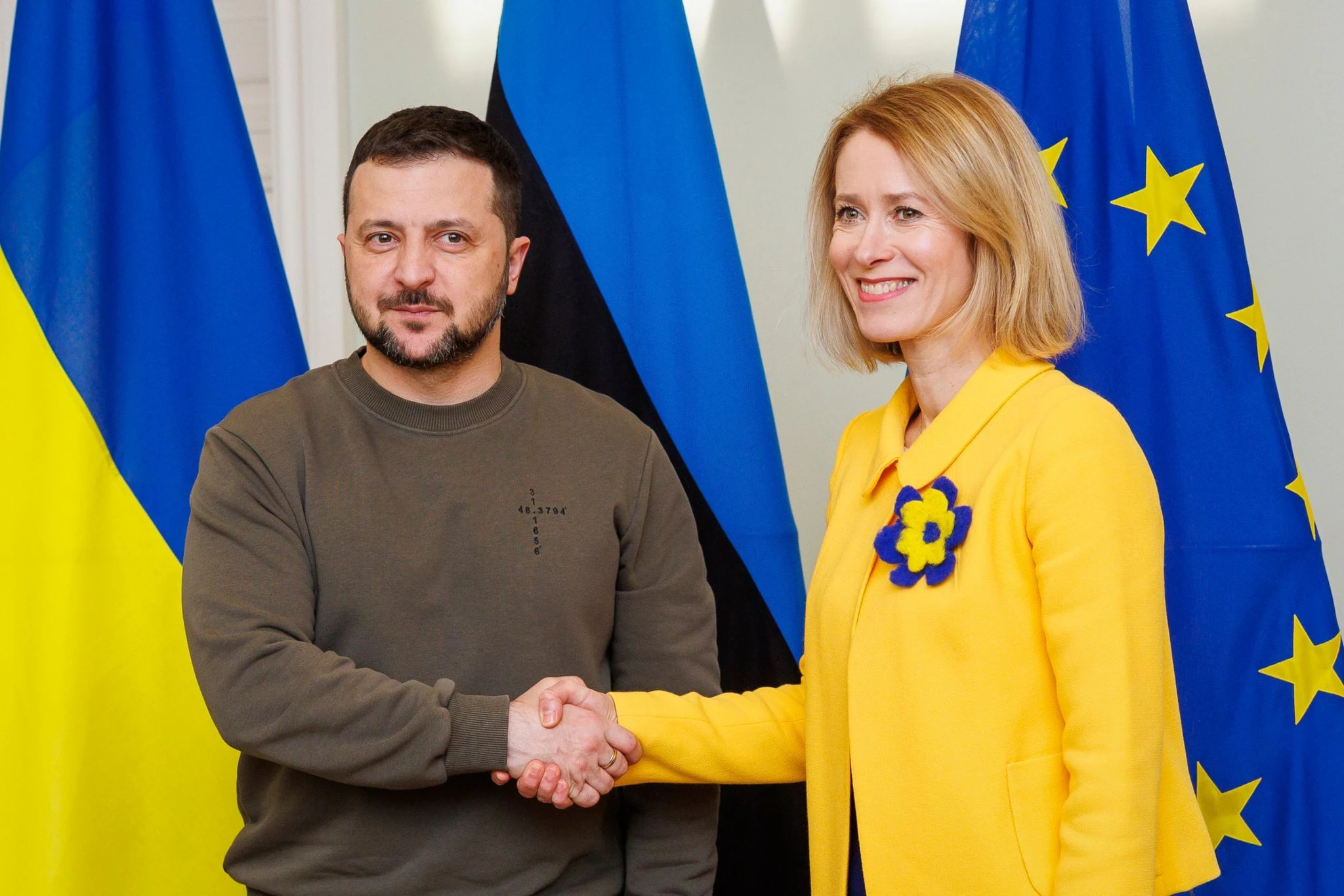 Sendete mit der Farbe ihrer Kleidung eine Botschaft: Estlands Premierministerin Kaja Kalla.  