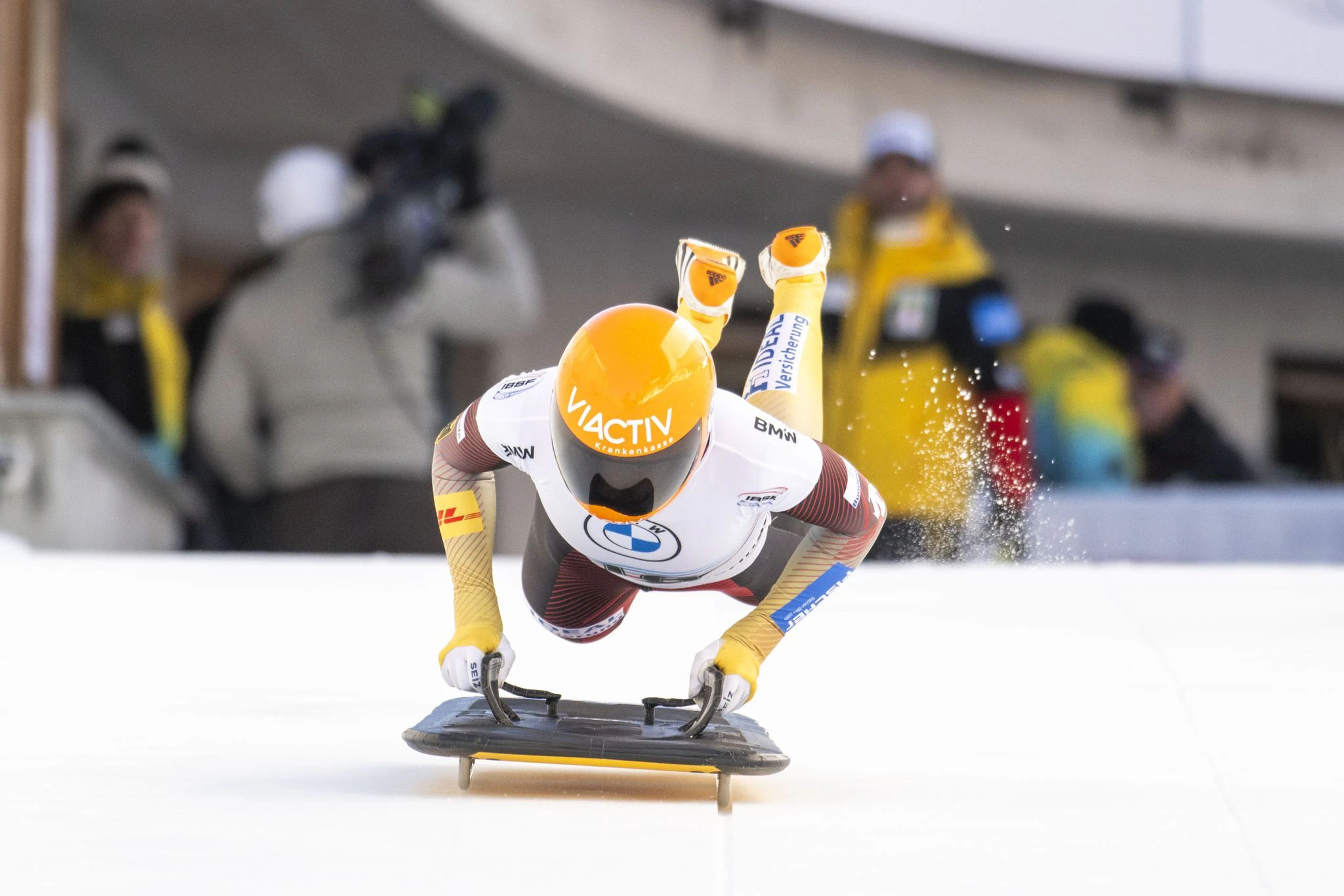 Auf die Plätze, fertig, los: Susanne Kreher aus Deutschland startet beim Skeleton Weltcup in der Schweiz in den Wettbewerb.  
