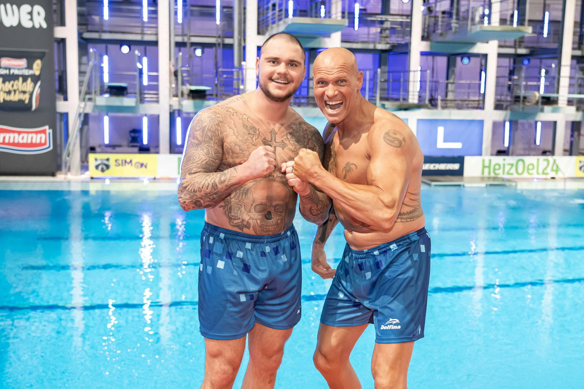 Thorsten Legat und sein Sohn Nico traten beim „RTL Turmspringen“ an.