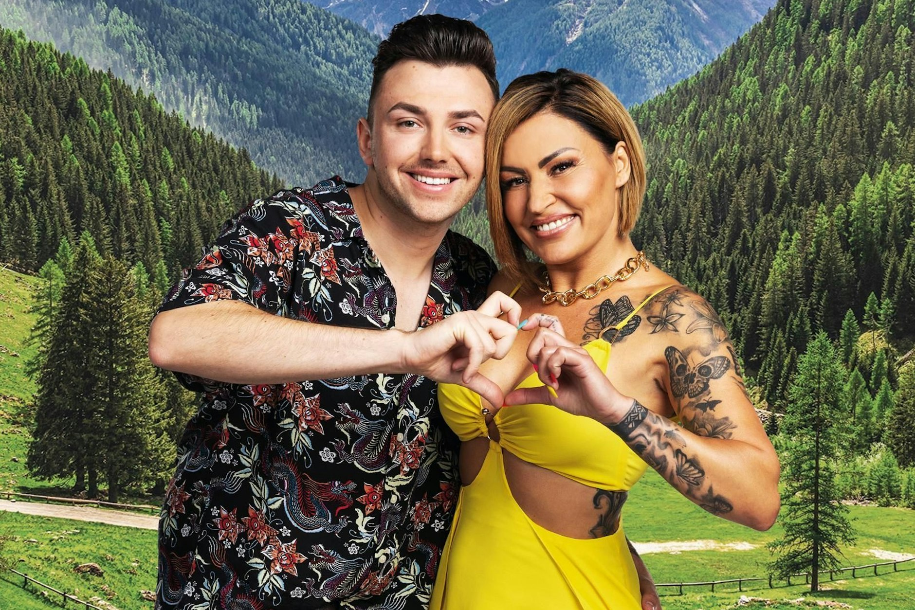 Philipp Bender und Jasmin Herren beteuern im „Forsthaus Rampensau“, dass ihre Liebe echt ist.