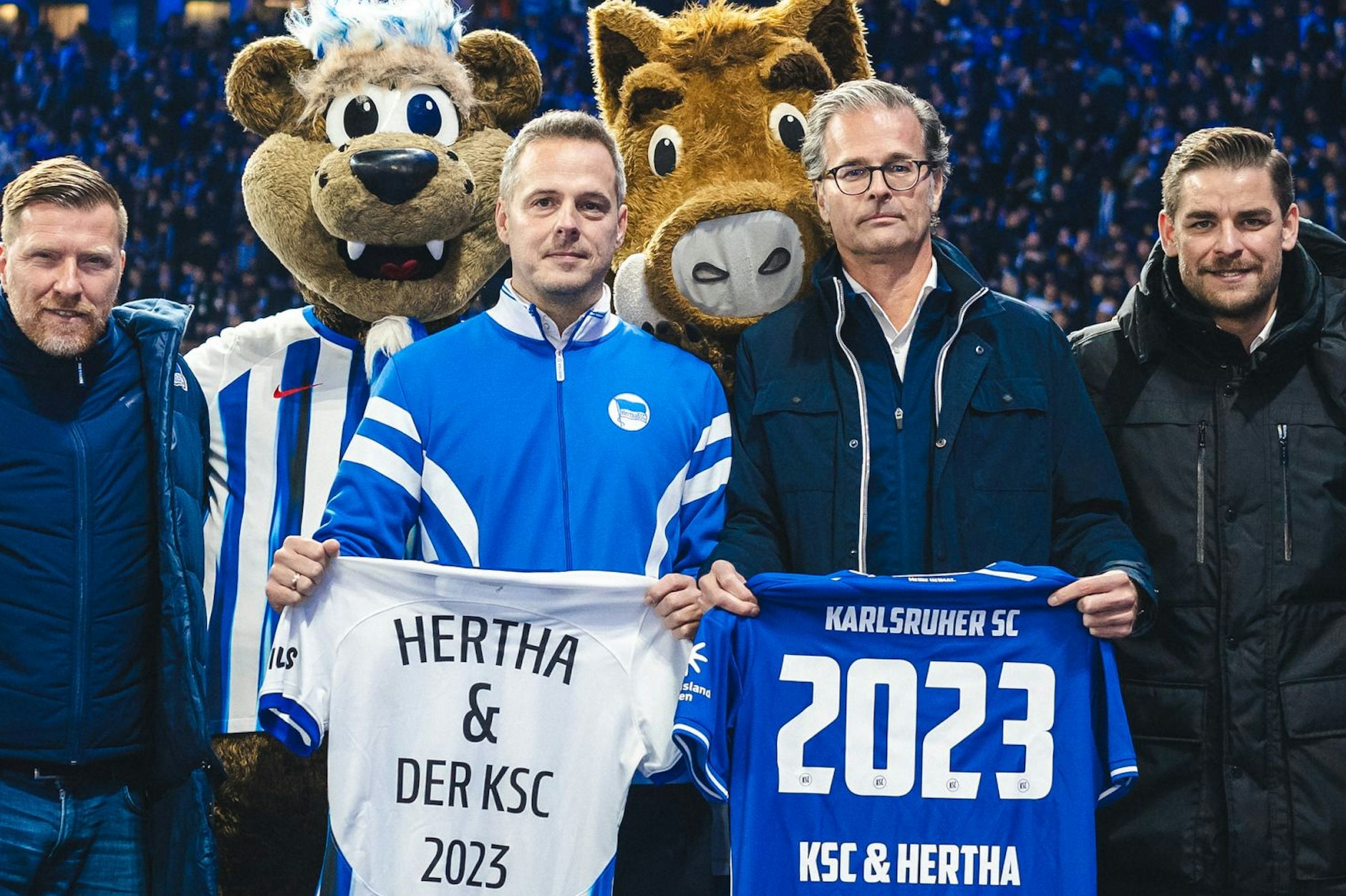 Herthas gestorbener Präsident Kay Bernstein und sein KSC-Kollege Holger Siegmund-Schultze beschlossen erst vor zwei Monaten eine Nachwuchskooperation zwischen den befreundeten Klubs.