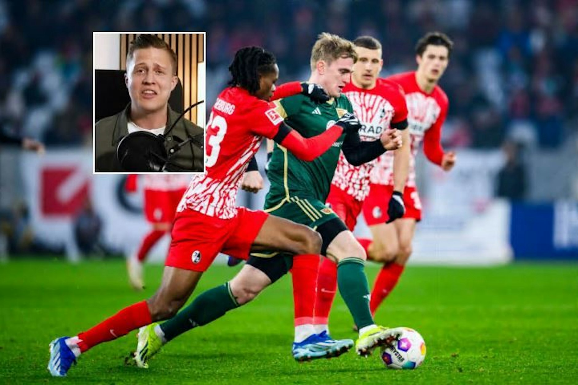 Zu sehen: das Spiel von Union beim SC Freiburg. Zu hören: die vermeintliche Stimme von Corni Küpper. Die Wahrheit ist eine andere. 