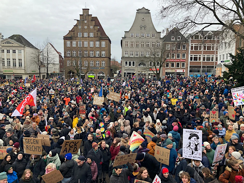 Demonstration gegen Rechtsextremismus in Flensburg.  