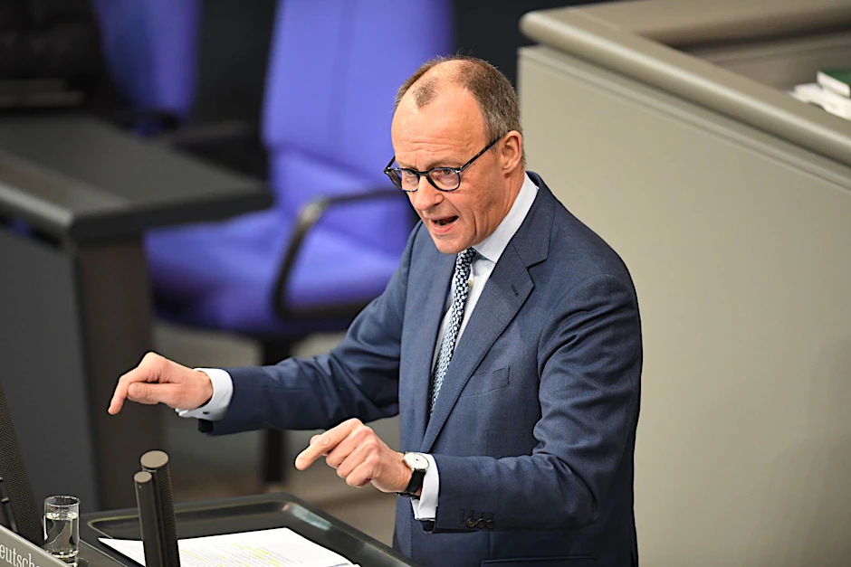 Friedrich Merz, CDU-Bundesvorsitzender und Unionsfraktionsvorsitzender, bei der Bundestagsdebatte über den agrarpolitischen Bericht der Bundesregierung.  