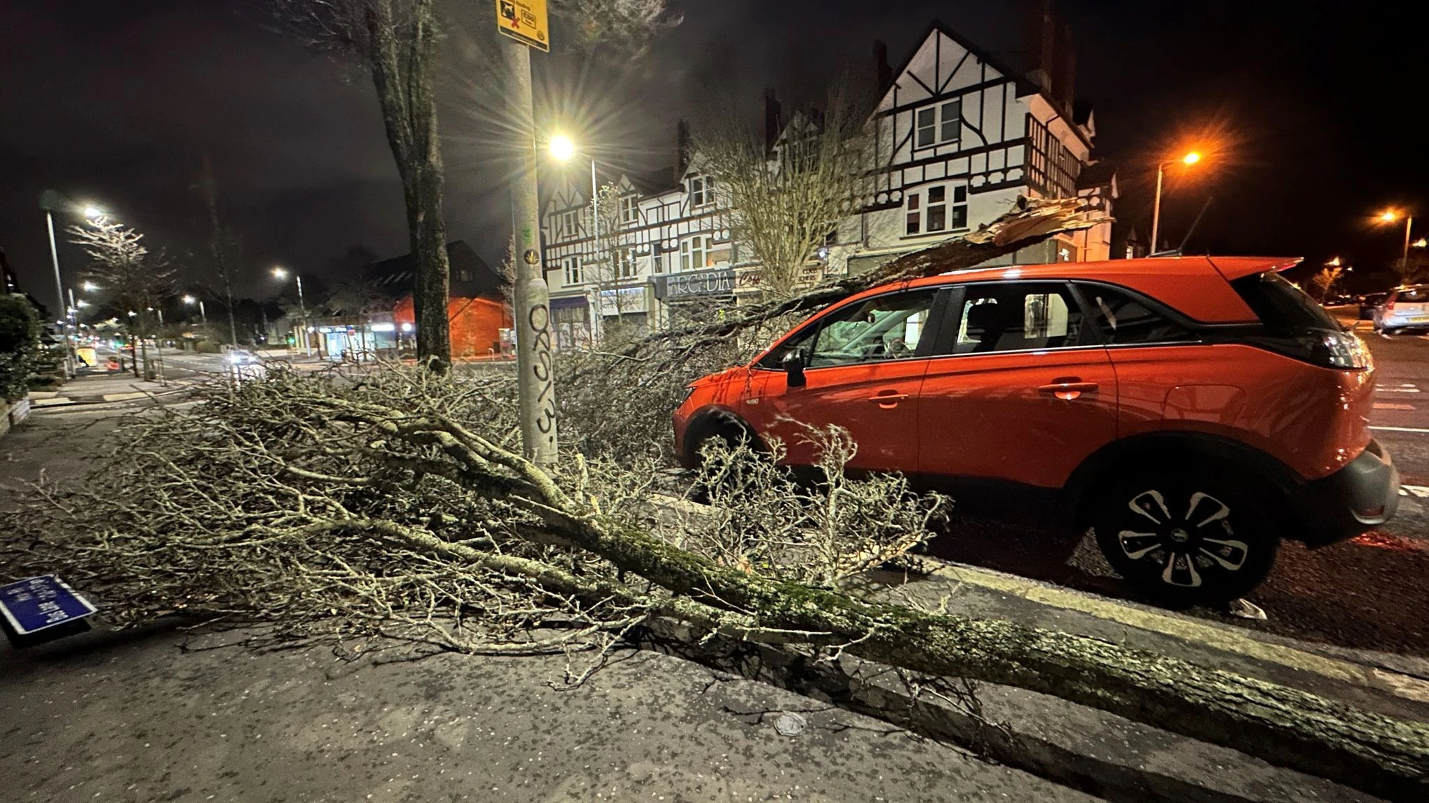In Irland wütet der Sturm «Isha»: Mehrere Bäume knickten um und beschädigten Häuser und Autos - wie hier in der nordirischen Hauptstadt Belfast. Rund 170.000 Haushalte und Unternehmen wurden in der Nacht vom Stromnetz abgeschnitten.  