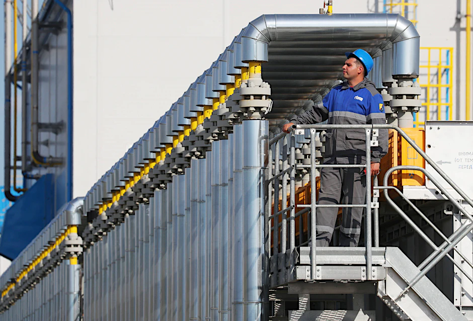 Ein Einlassverteiler von Luftkühlern der Gaskompressoreinheiten Ladoga GCU-32 an der von Gazprom betriebenen Kompressorstation Slavyanskaya bei St. Petersburg (Symbolbild).