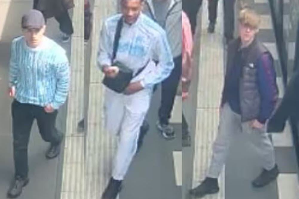 Drei der sechs Verdächtigen, die die Berliner Polizei sucht. Die Messer-Räuber sind auf der Flucht.