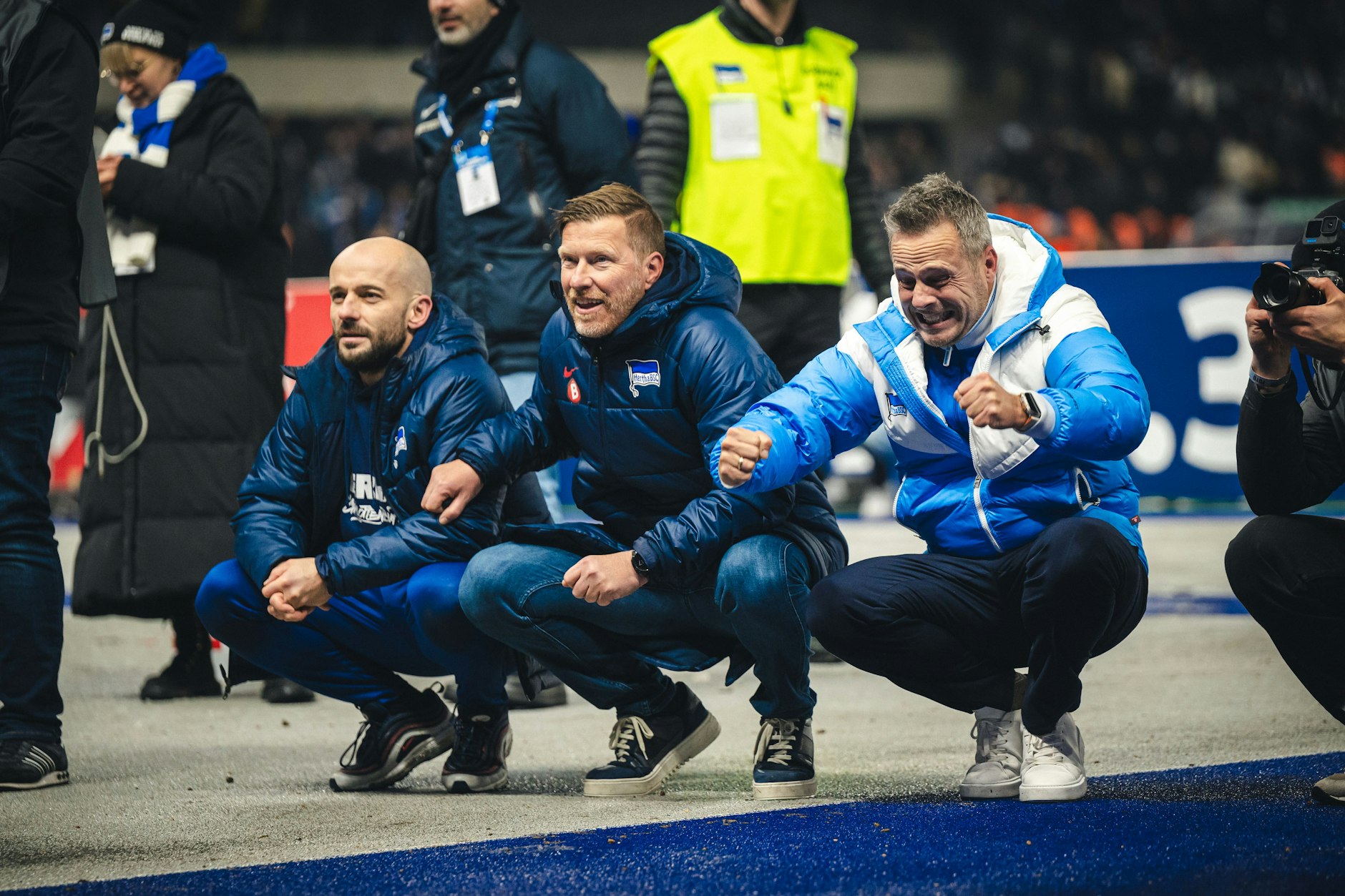 Präsident Kay Bernstein (r.) machte bis zuletzt keinen Hehl aus seinem größten Hertha-Traum: Das Erreichen des DFB-Pokalfinales.&nbsp;