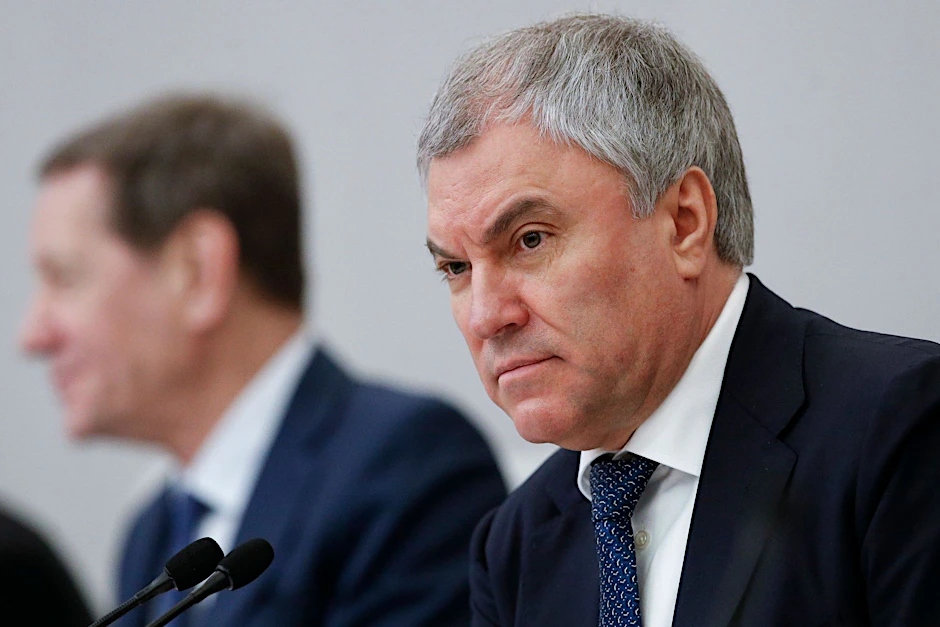 ARCHIV - Initiativen von Duma-Chef Wjatscheslaw Wolodin werden in der Regel durchgewunken.  sembly of The Russian Federation/AP/dpa